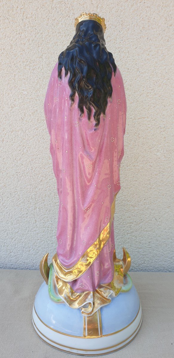 (TOTA PULCHRA ES  )  Immaculée Conception . Importante Vierge en Porcelaine XIX éme Siècle -photo-4
