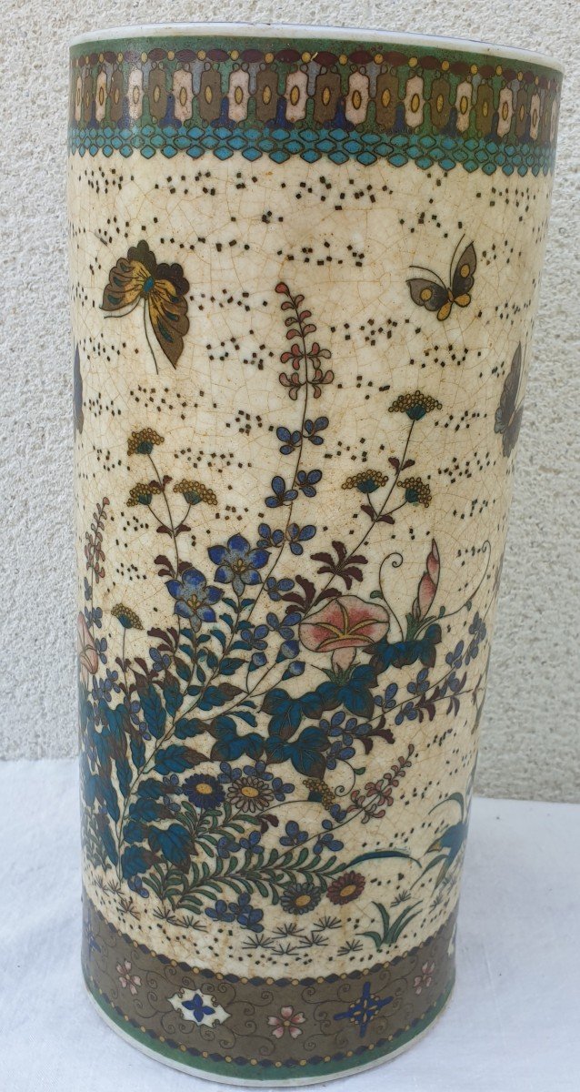  Vase SHIPPO .TAKEUCHI CHUBEI Japon Meiji. Cloisonné sur Porcelaine-photo-2