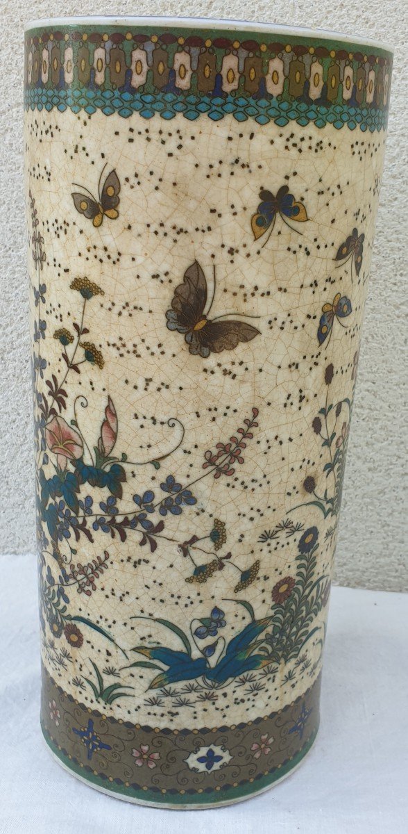  Vase SHIPPO .TAKEUCHI CHUBEI Japon Meiji. Cloisonné sur Porcelaine-photo-3