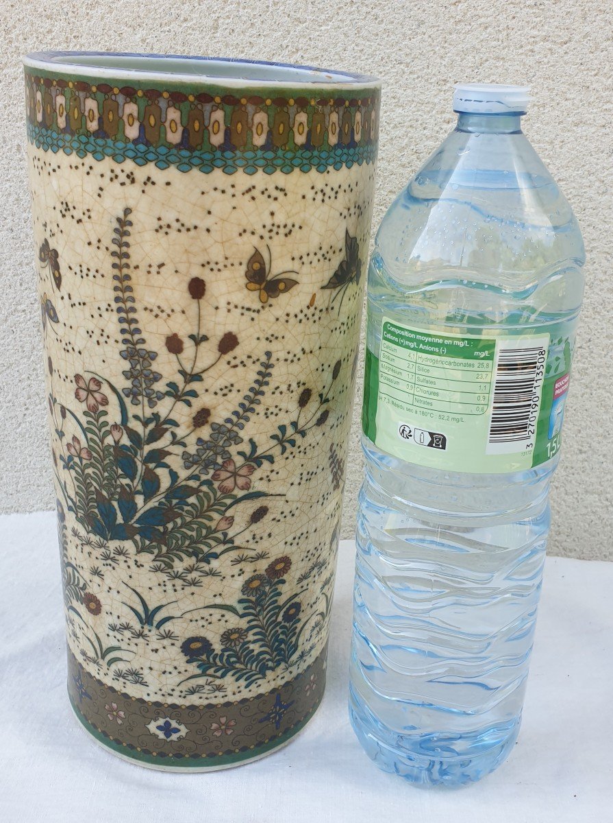  Vase SHIPPO .TAKEUCHI CHUBEI Japon Meiji. Cloisonné sur Porcelaine-photo-1