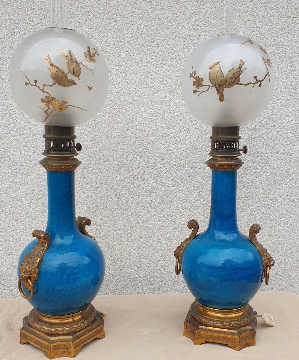 Paire De Lampes Bleu Turquoise Th Deck Maison Gagneau -photo-4