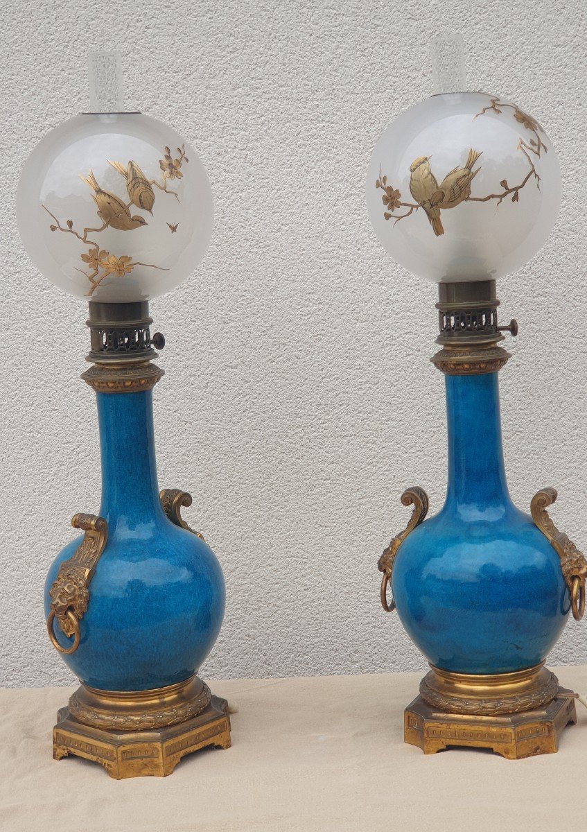 Paire De Lampes Bleu Turquoise Th Deck Maison Gagneau 