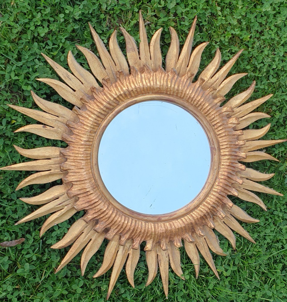 Miroir Soleil, Bois Doré 55 Cm  (1960 )