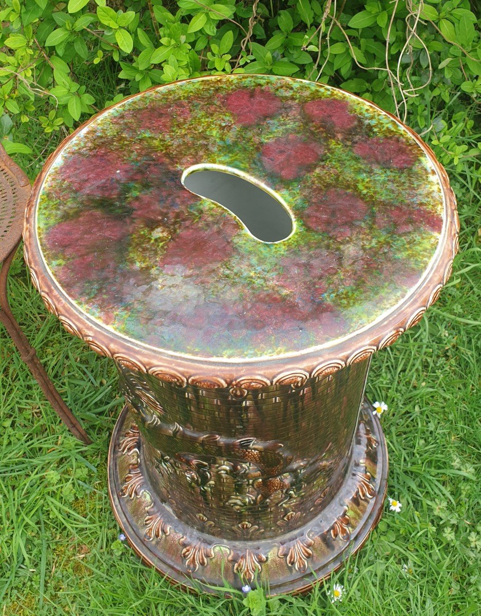 Cachepot On Column With Dragons 19th Chinese Style -photo-1