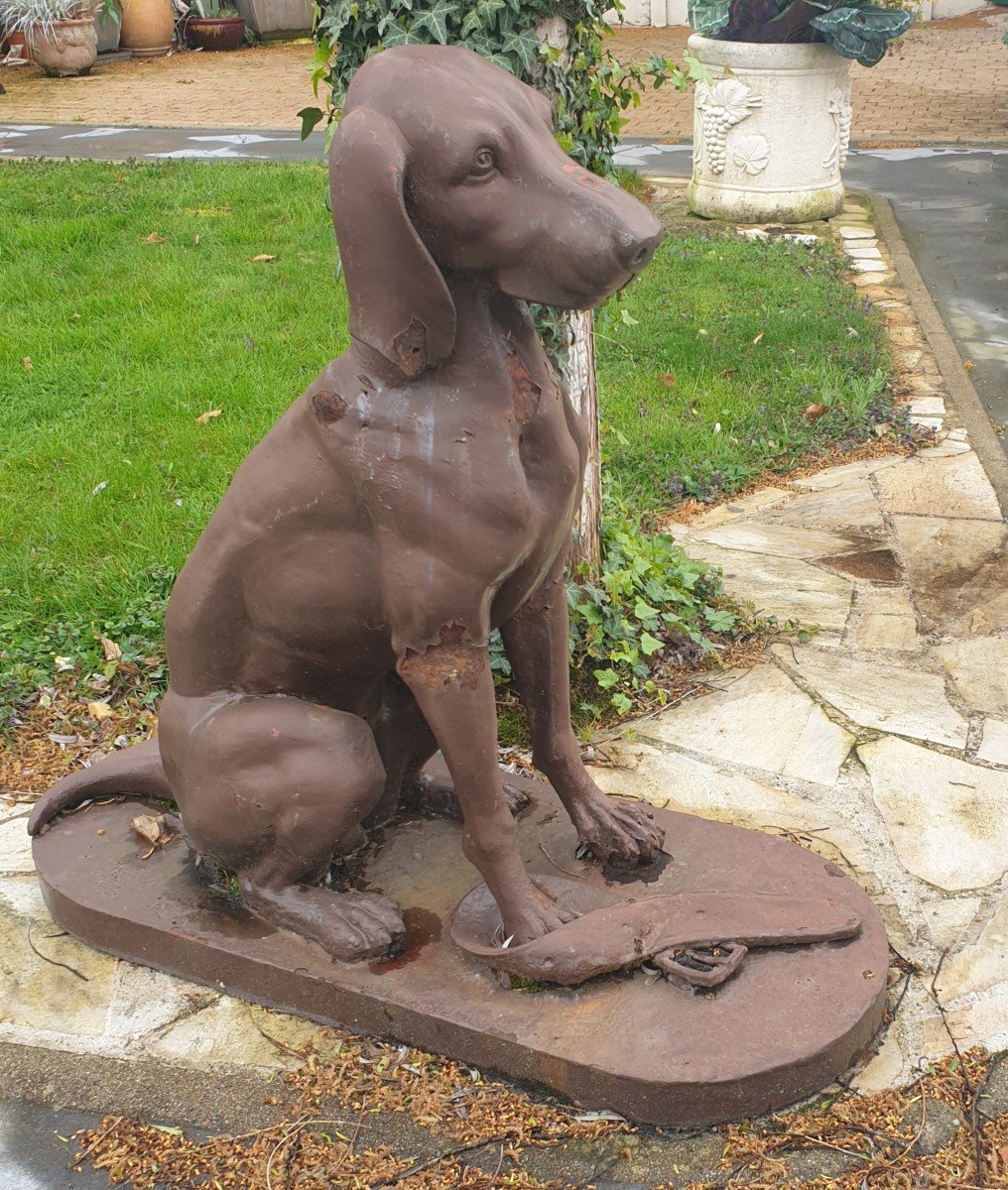 Life Size Cast Iron Garden Dog Dommartin 20th Century -photo-1