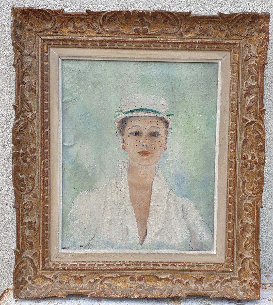 Portrait Jeune Femme Style De Domergue Cadre Montparnasse 1940 