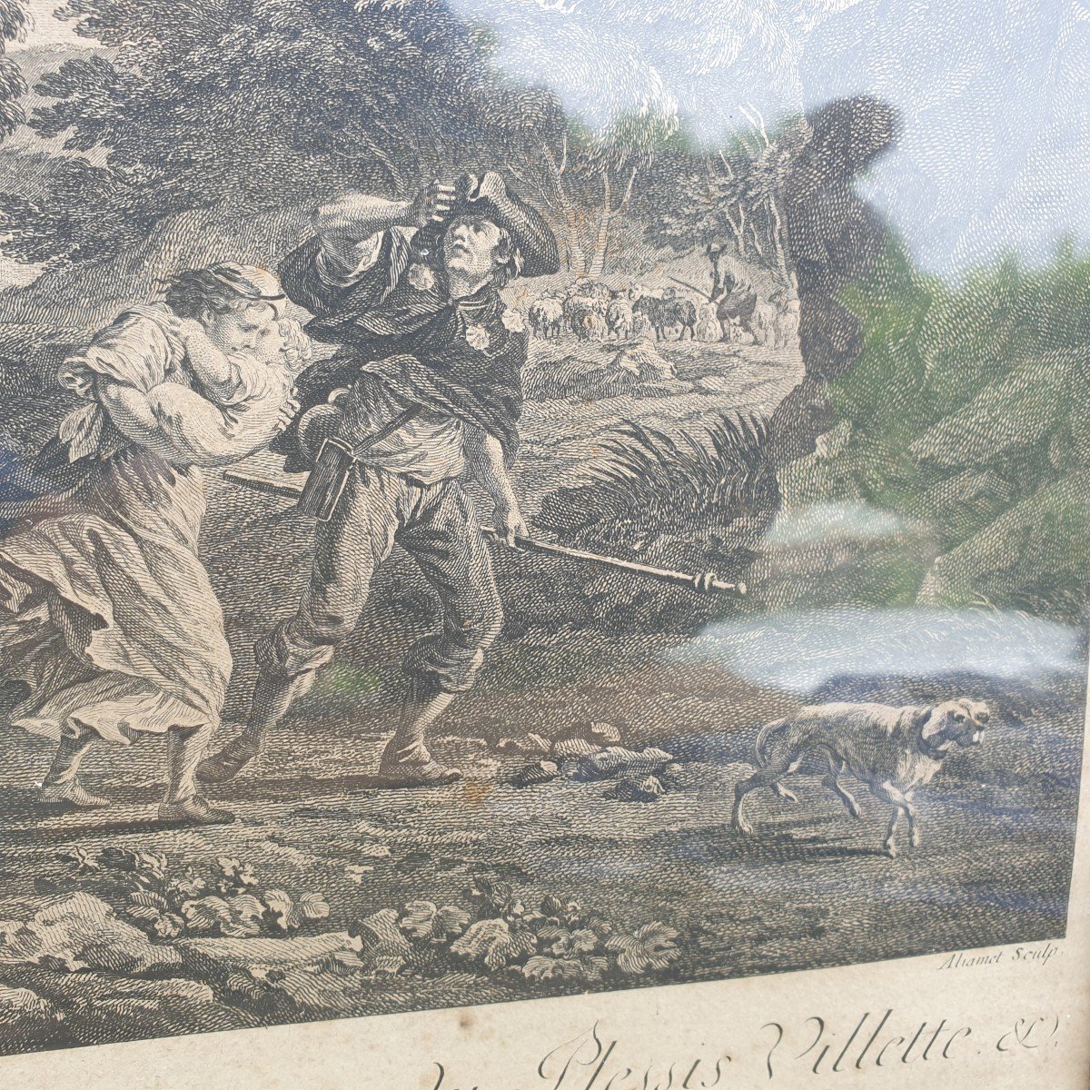 Gravure Le Midi  18 ème Chevalier Seigneur Du Plessis  de Villette, Jacques Aliamet -photo-2