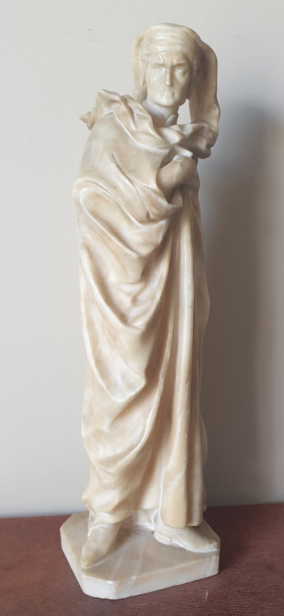 Dante Alighieri Dit « dante » Sculpture En Albâtre Début XIX ème Siècle -photo-2