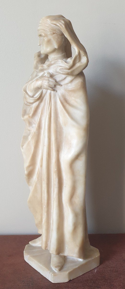 Dante Alighieri Dit « dante » Sculpture En Albâtre Début XIX ème Siècle -photo-3