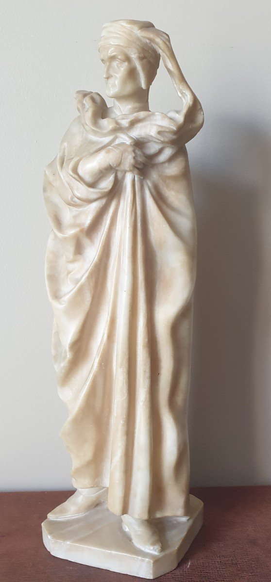 Dante Alighieri Dit « dante » Sculpture En Albâtre Début XIX ème Siècle 