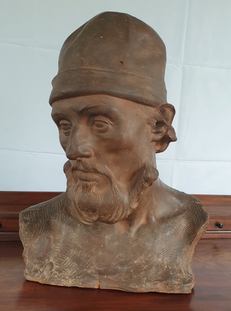 Jules Lagae ( 1862-1931) Buste d'Homme Terre Cuite XIX ème Siècle 