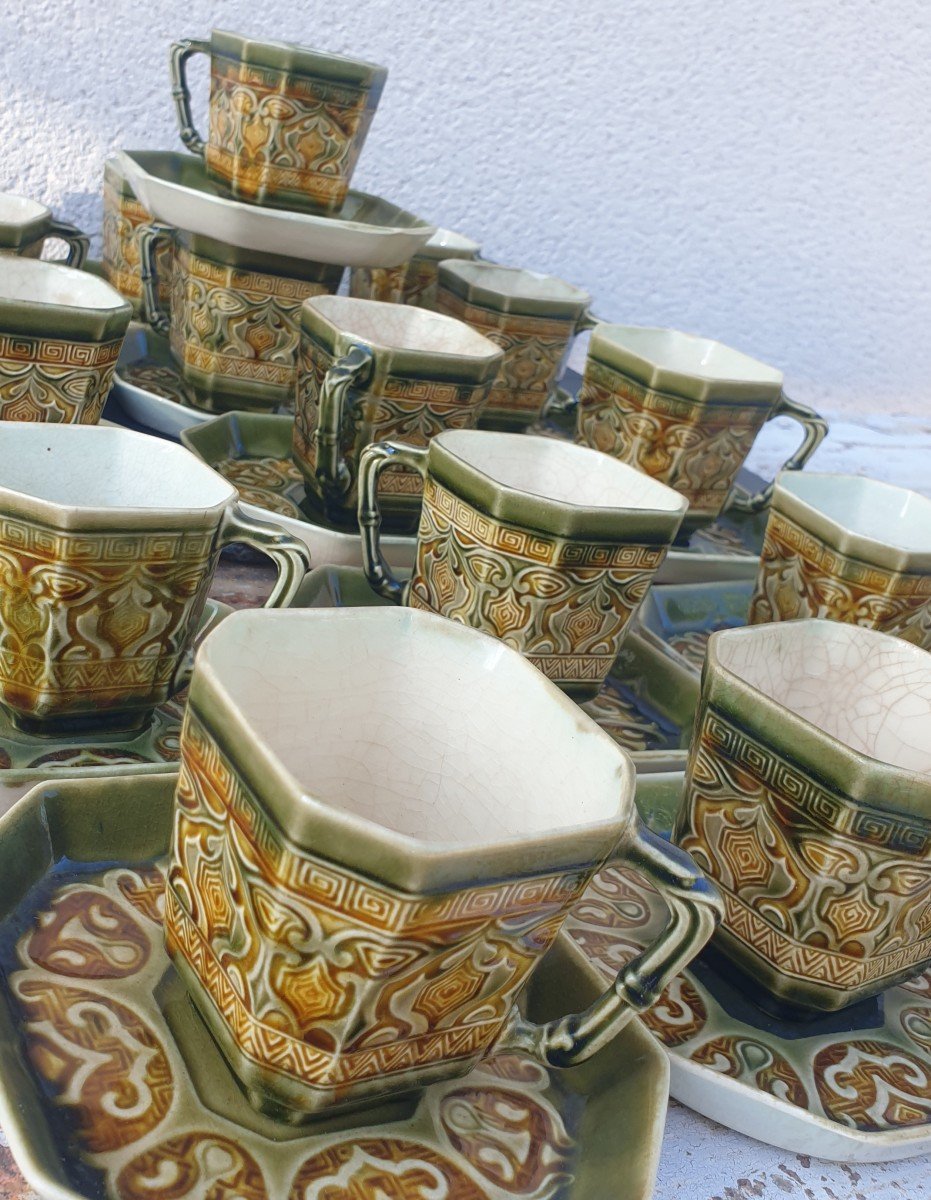 Choisy Le Roi 20 Cups -hippolyte Boulenger Chinese Earthenware -photo-2