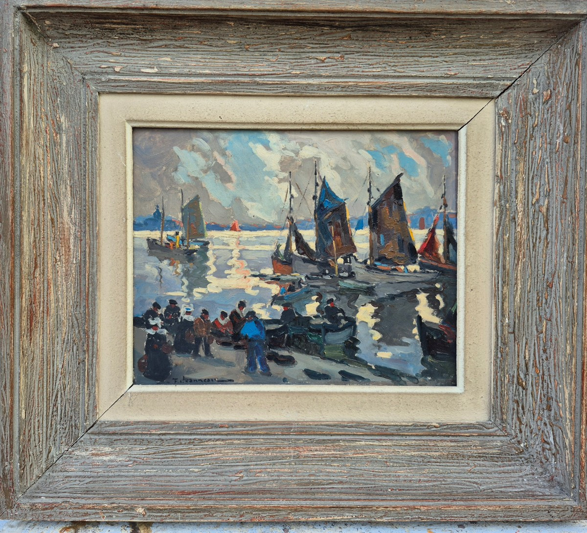 Fernand Jeanneau, Return From Fishing. Breton Painter 