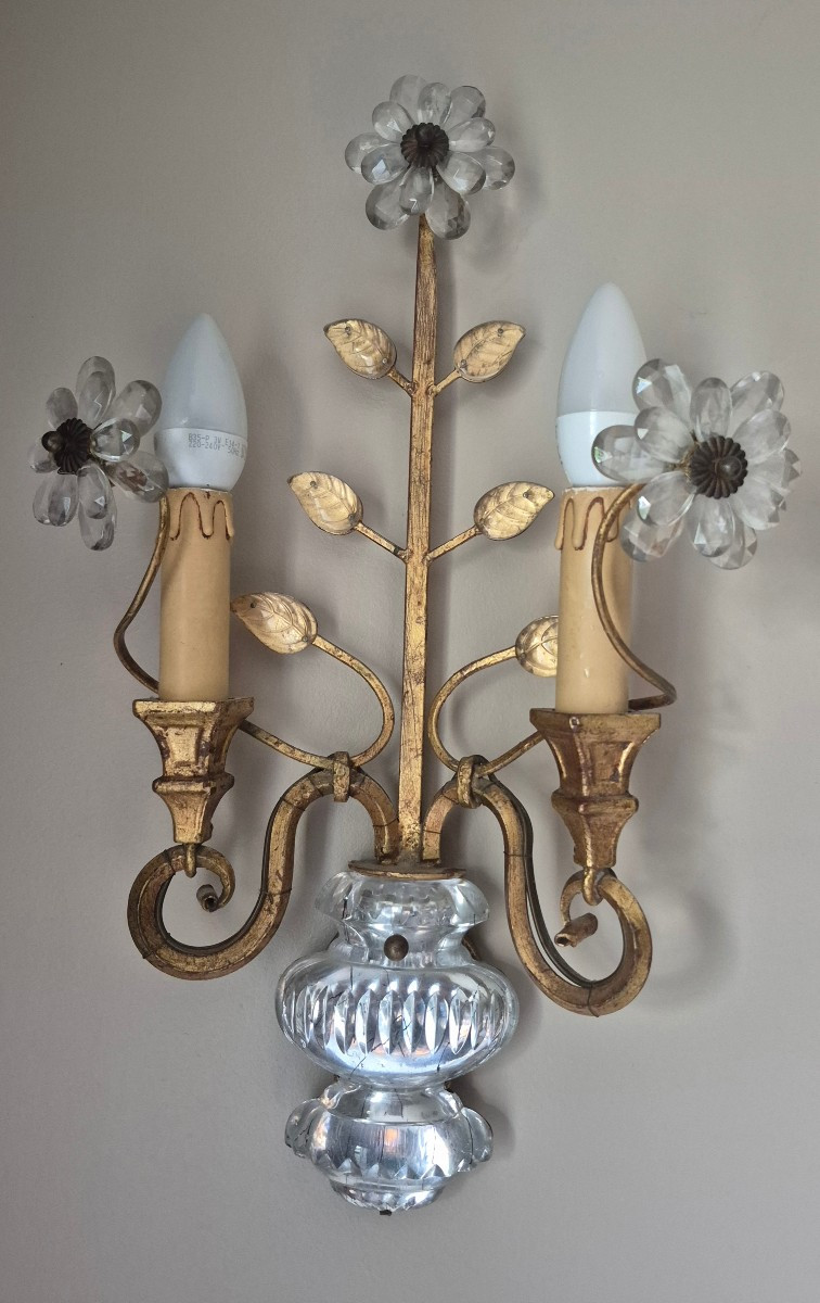 Maison Baguès, Pair Of Flower Wall Lights, 1950 -photo-2