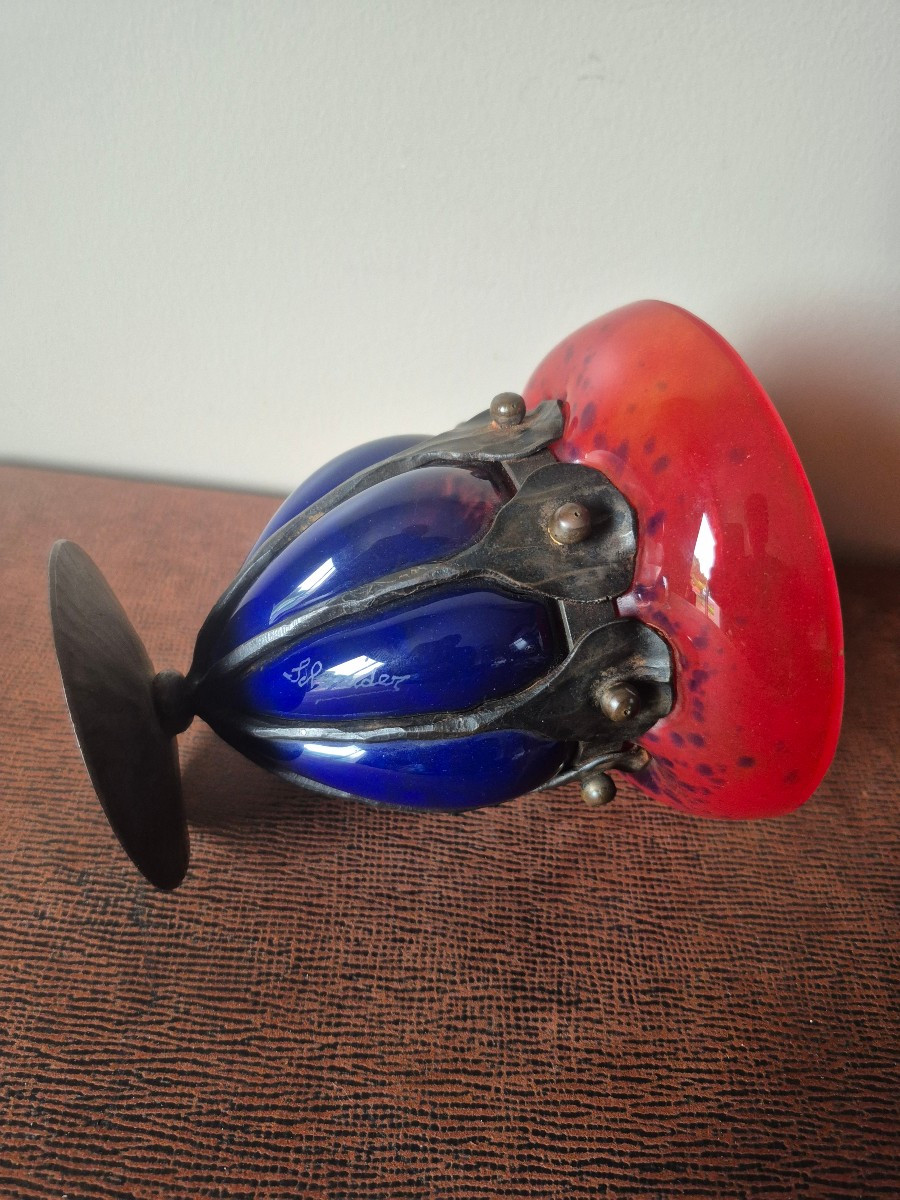 Schneider Charles, Blown Wrought Iron Vase 1920 -photo-1