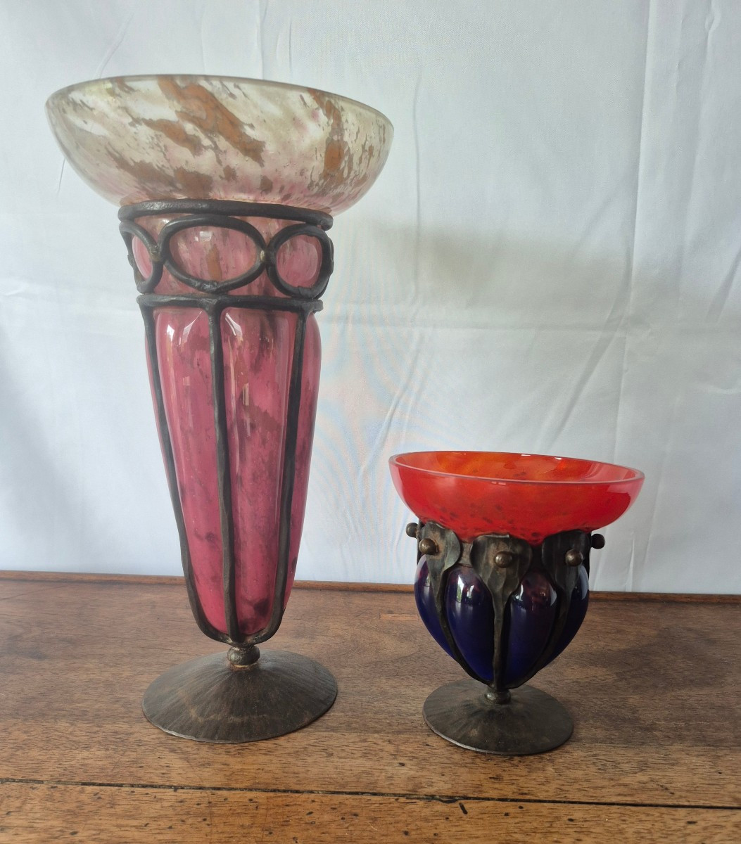 Schneider Charles, Blown Wrought Iron Vase 1920 -photo-2