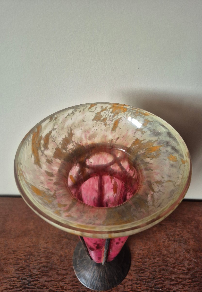 Charles Schneider Blown Wrought Iron Vase. Art Deco Circa 1920-photo-4