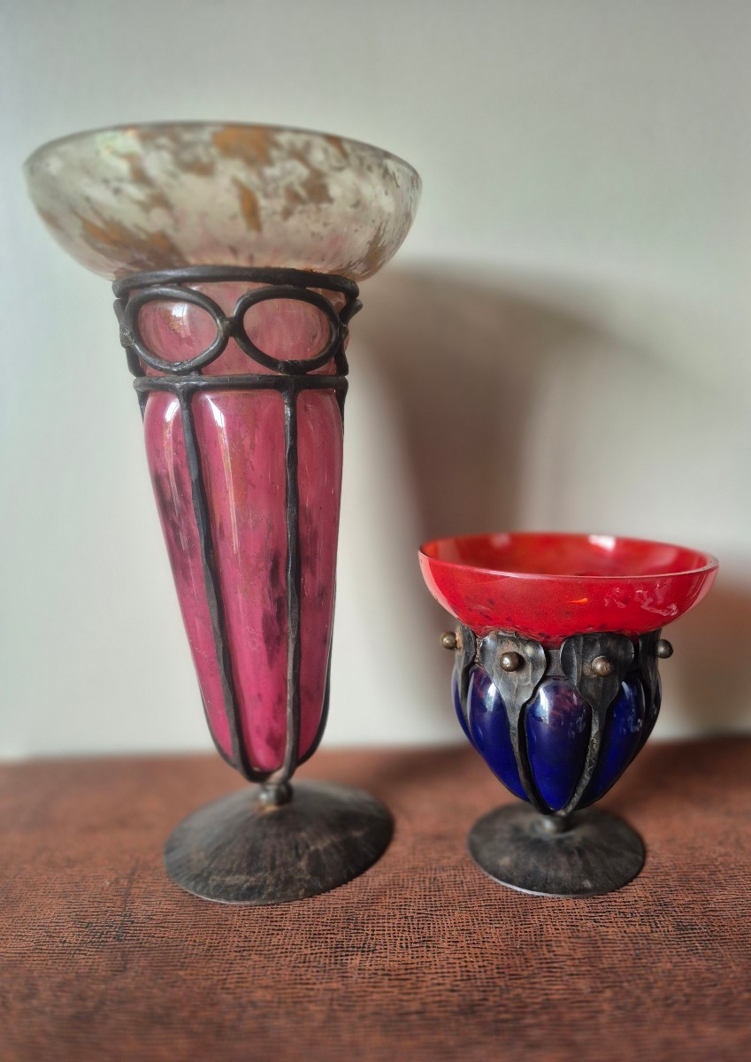 Charles Schneider Blown Wrought Iron Vase. Art Deco Circa 1920-photo-2