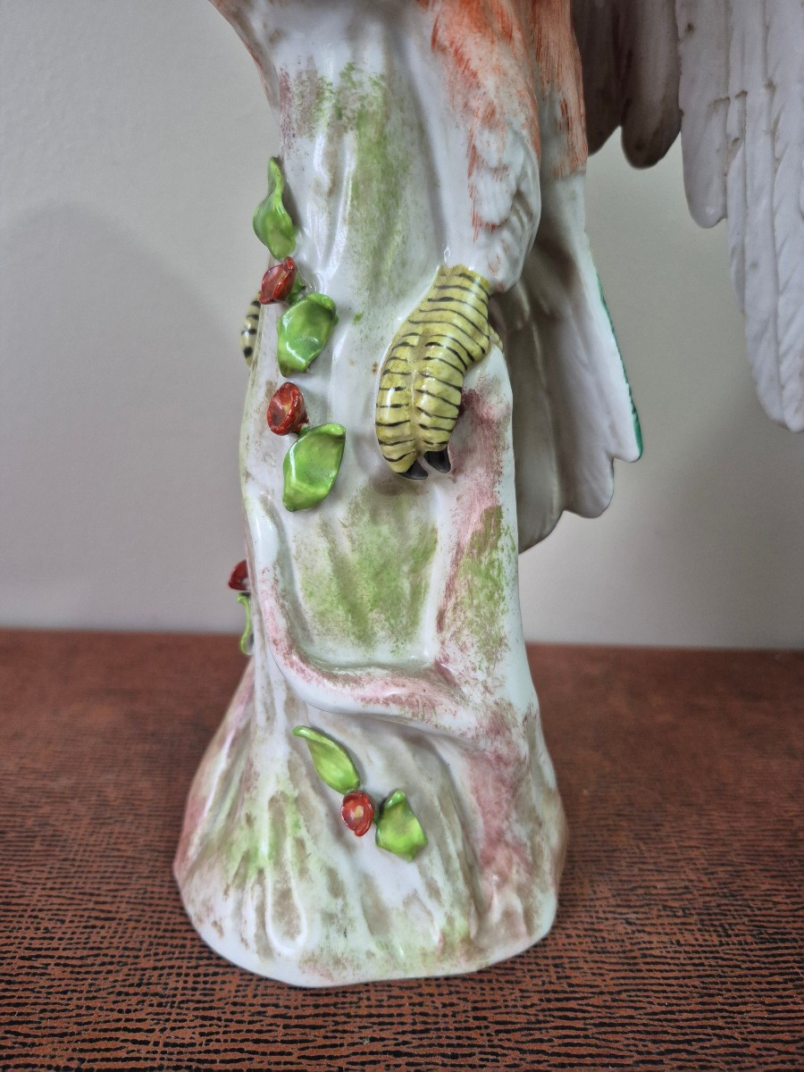 Paris Porcelain Parrot Late 19th Eme (perched Macaw)-photo-2