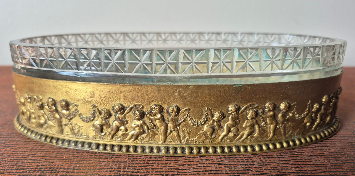   Farandole Of Loves Napoleon III Planter In Crystal And Gilt Brass 