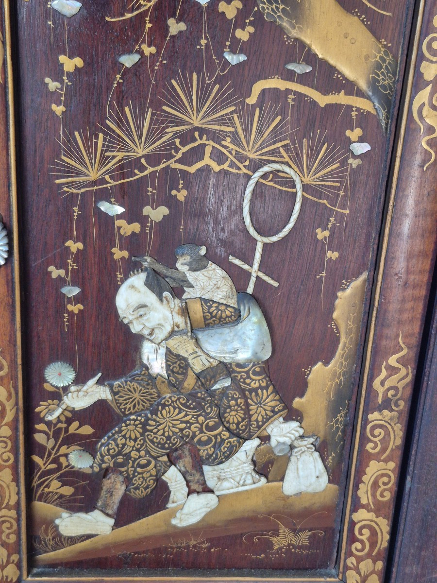 Cabinet Japon époque  Meiji. Laque or incrustations Shibayama  XIX ème -photo-2