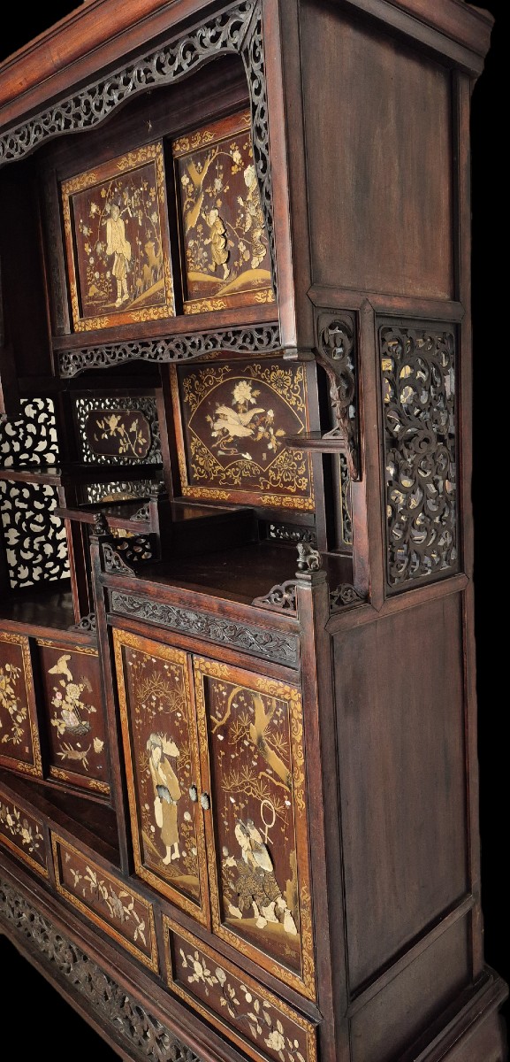 Cabinet Japon époque  Meiji. Laque or incrustations Shibayama  XIX ème -photo-6