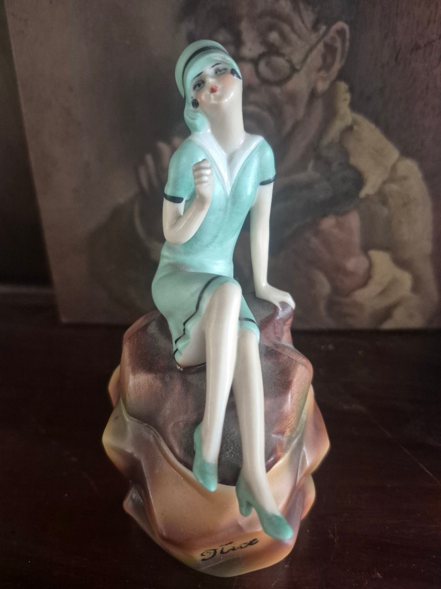 Baigneuse porcelaine Art Déco Nice 1925 boîte -photo-3