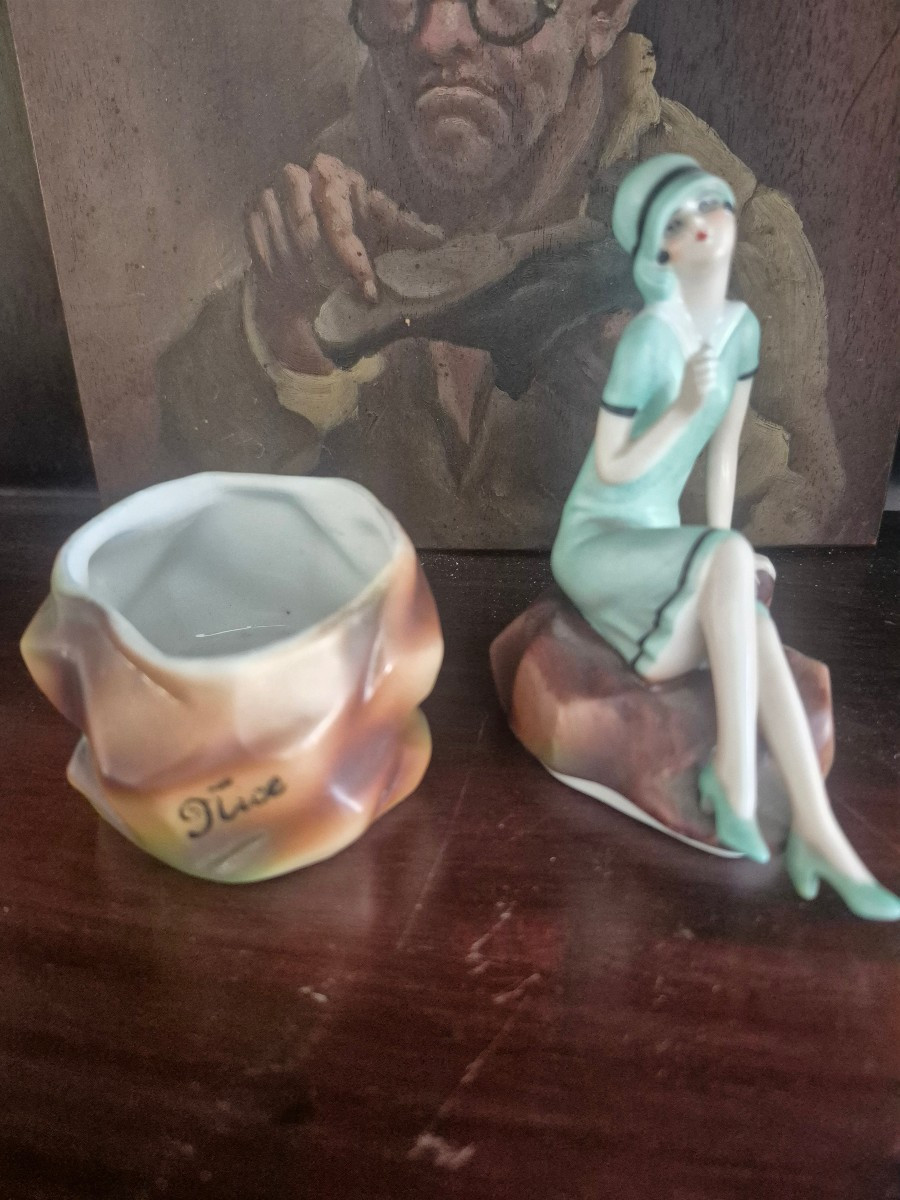 Baigneuse porcelaine Art Déco Nice 1925 boîte -photo-4
