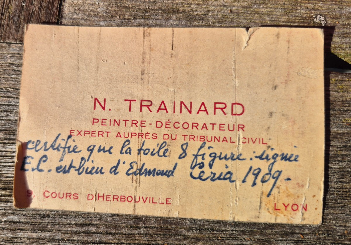 Edmond Ceria (1884 - 1955)  tableau  impressionniste .Évian les bains ,Église, verger,mont-photo-3