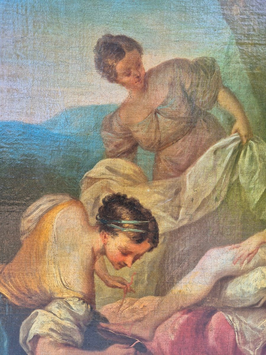 Cercle  Carle Van Loo Tableau  XVIII ème siècles-photo-3