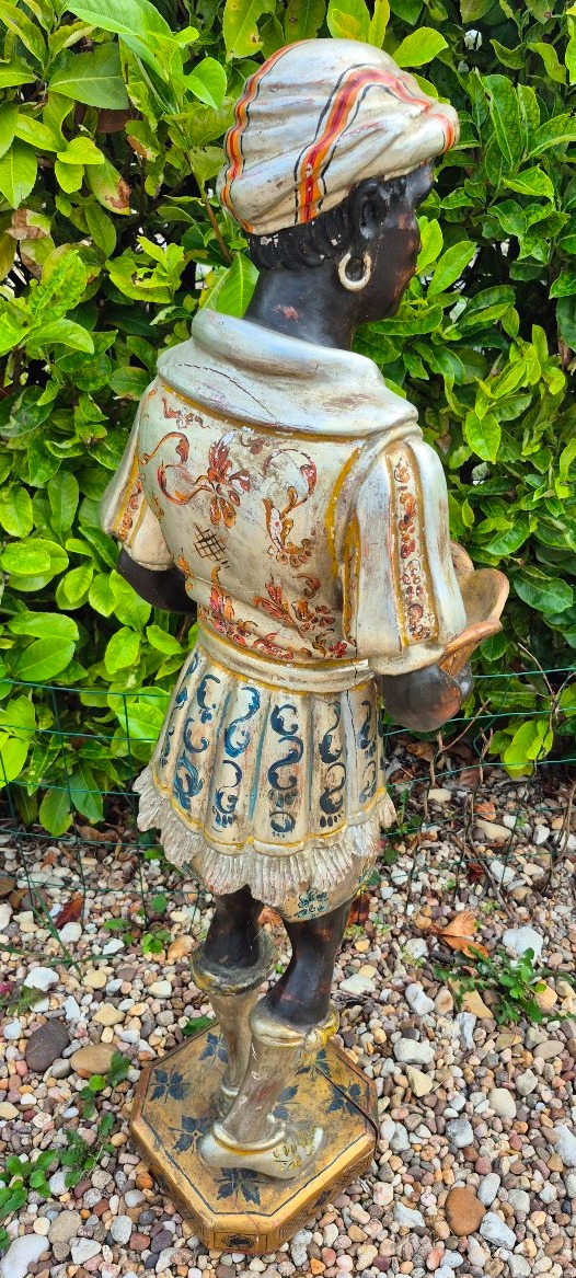 18th-century Venetian Moretto: Polychrome Wooden Sculpture, Servant, Venice -photo-3