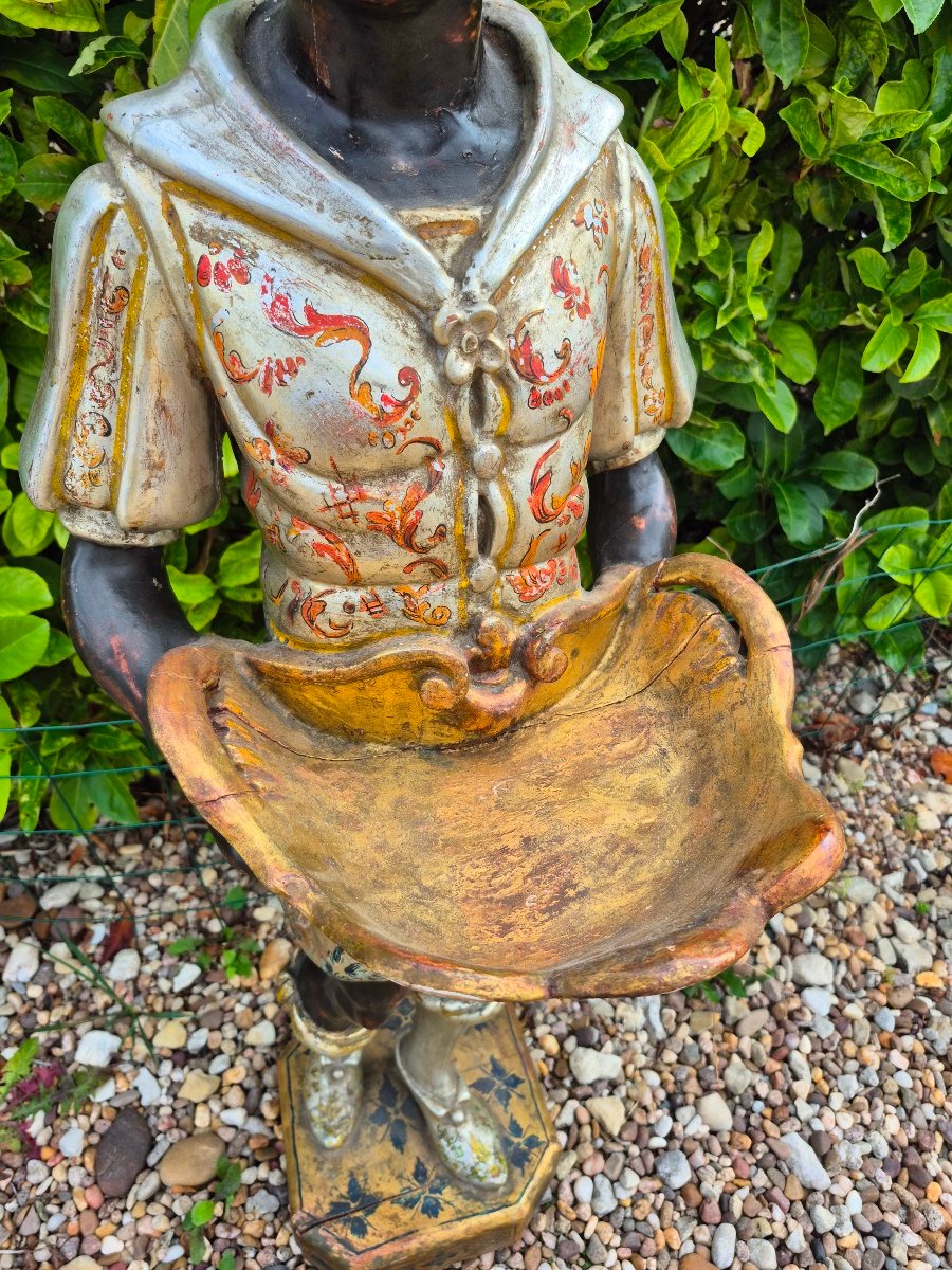 18th-century Venetian Moretto: Polychrome Wooden Sculpture, Servant, Venice -photo-4