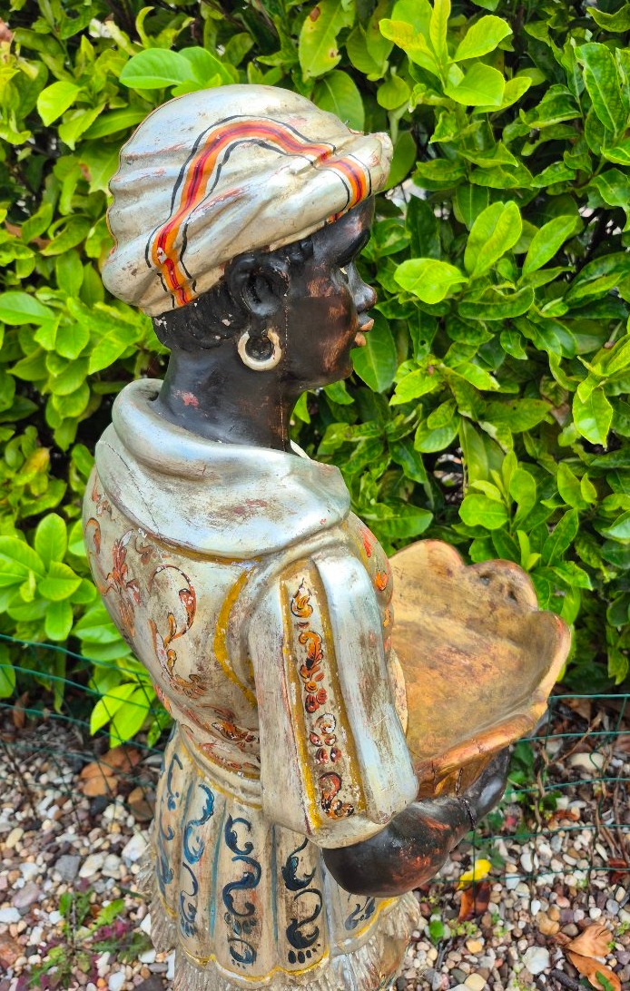 18th-century Venetian Moretto: Polychrome Wooden Sculpture, Servant, Venice -photo-1