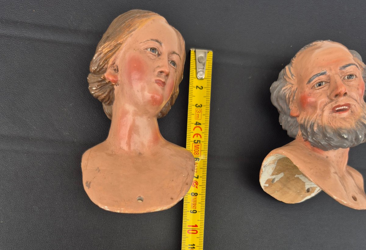 Têtes Napolitaine Bois Sculpté   Italie  Santons De Crèche Napolitaine  Début XIX ème -photo-4