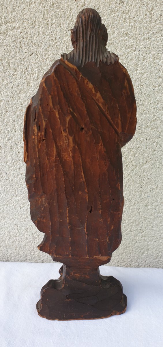 Holy Carved Wood End 17th Century Light Wood-photo-2