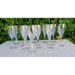 14  Grandes Flûtes à Champagne Cristal  Taillées 