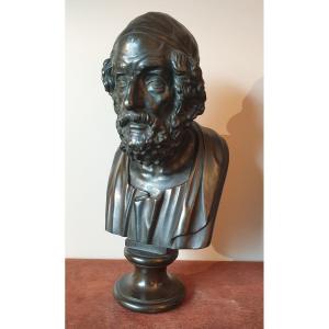 Homère Philosophe Buste En Bronze Début 19ème Siècle 