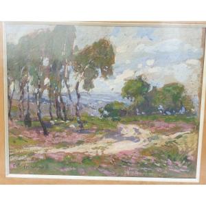 Fernand Maillaud Paysage Gouache ( 1863-1948 )