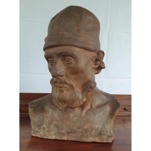 Jules Lagae ( 1862-1931) Buste d'Homme Terre Cuite XIX ème Siècle 
