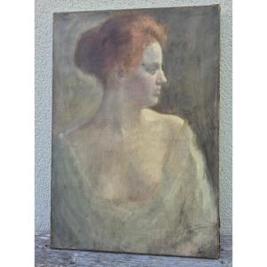  Louis Picard (1861-1940) Portrait Jeune Femme Rousse  1900 