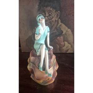 Baigneuse porcelaine Art Déco Nice 1925 boîte 