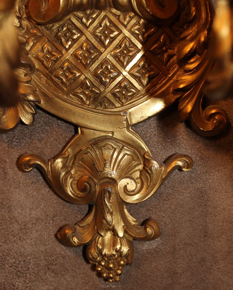 Paire d'Applique En Bronze Doré De Style Louis XIV .-photo-4