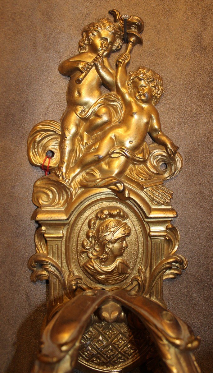 Paire d'Applique En Bronze Doré De Style Louis XIV .-photo-1