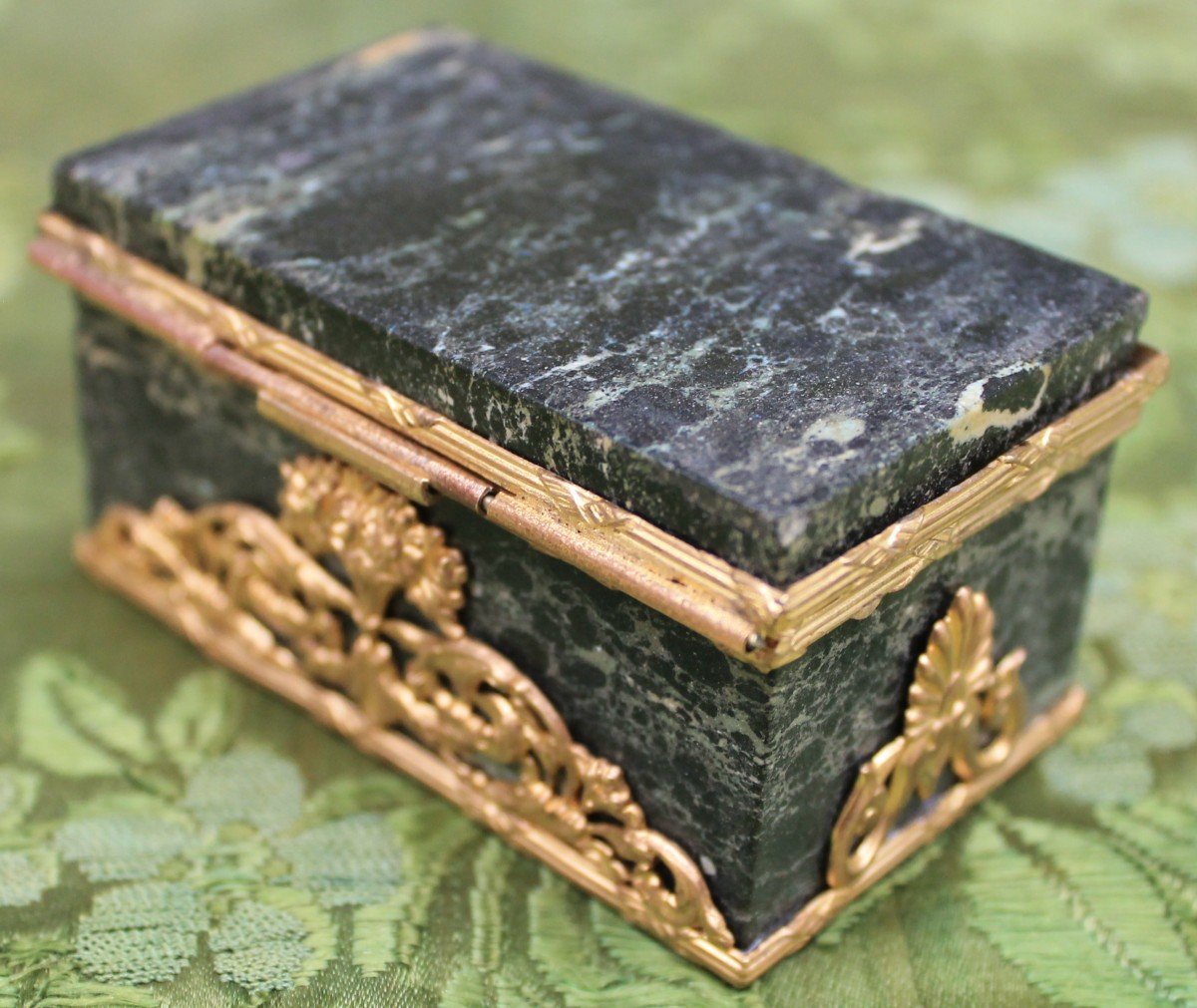 Snuff Box In Green Marble And Gilt Bronze-photo-4