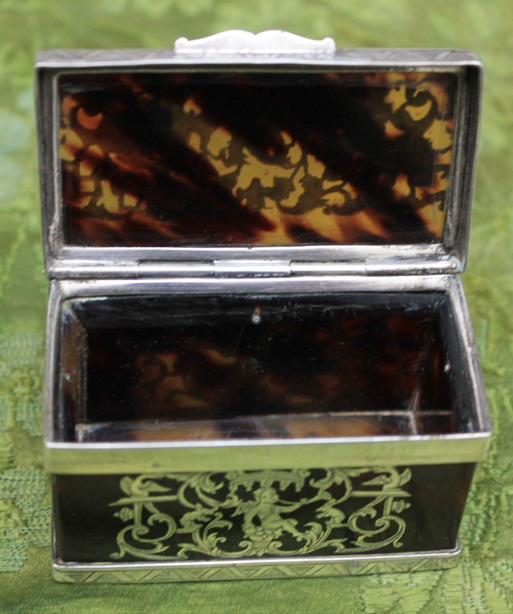 Snuffbox In Tortoiseshell And Silver XVIII S-photo-3