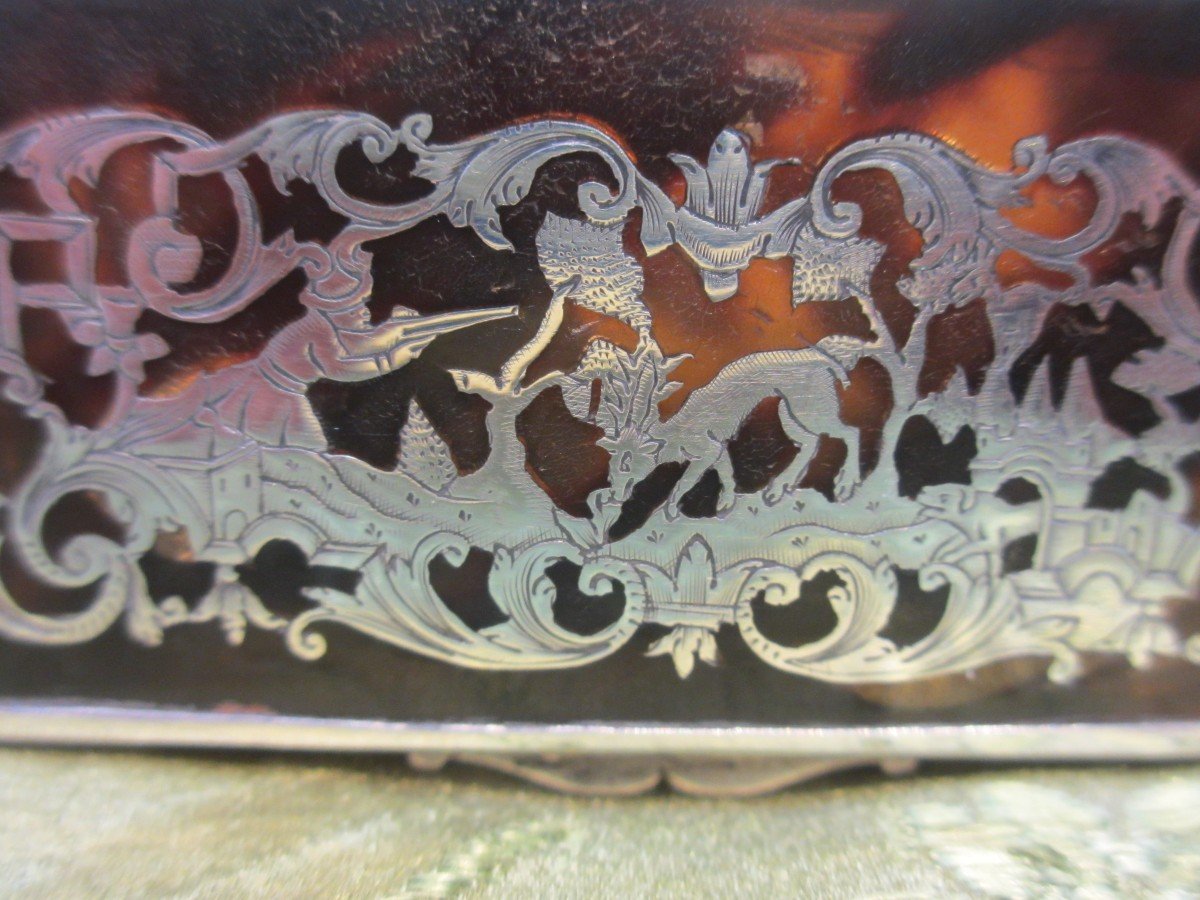 Snuffbox In Tortoiseshell And Silver XVIII S-photo-6