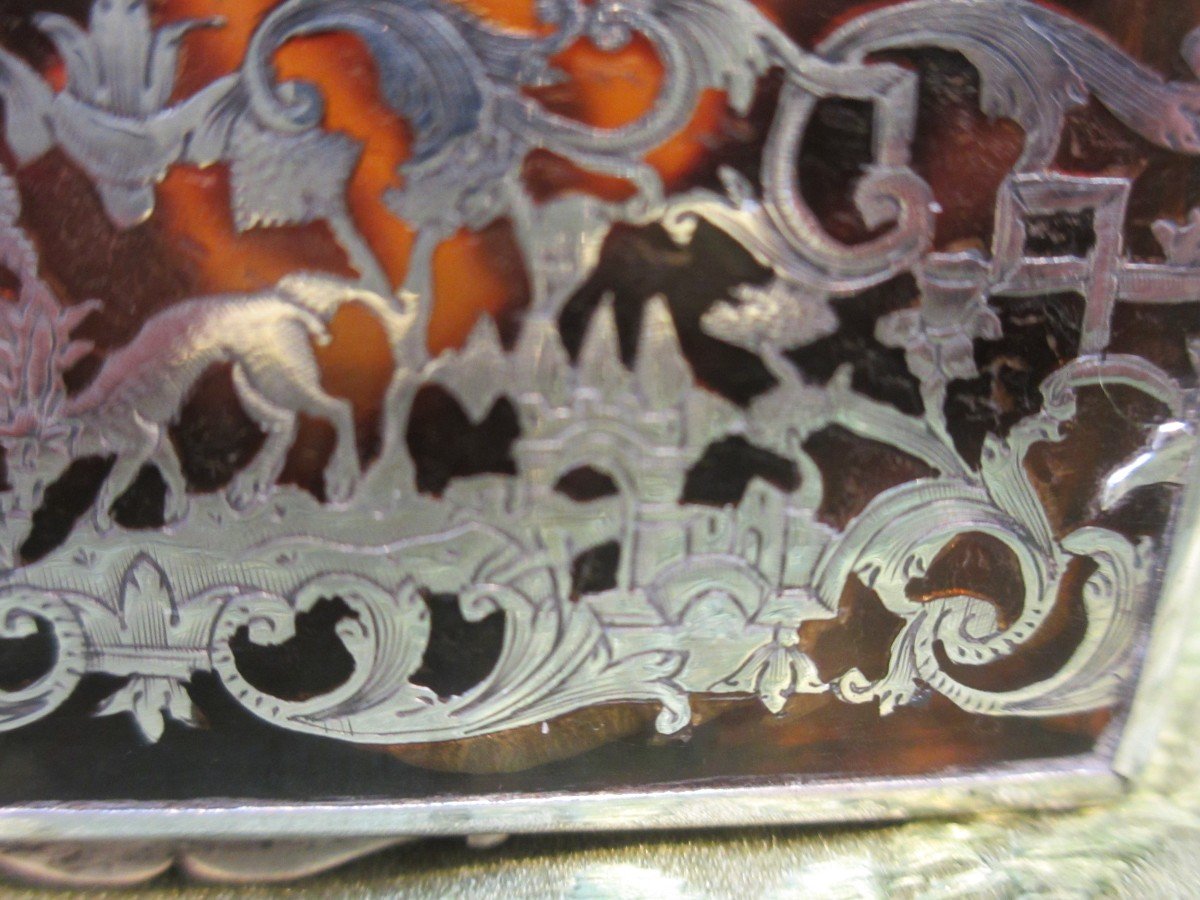 Snuffbox In Tortoiseshell And Silver XVIII S-photo-7