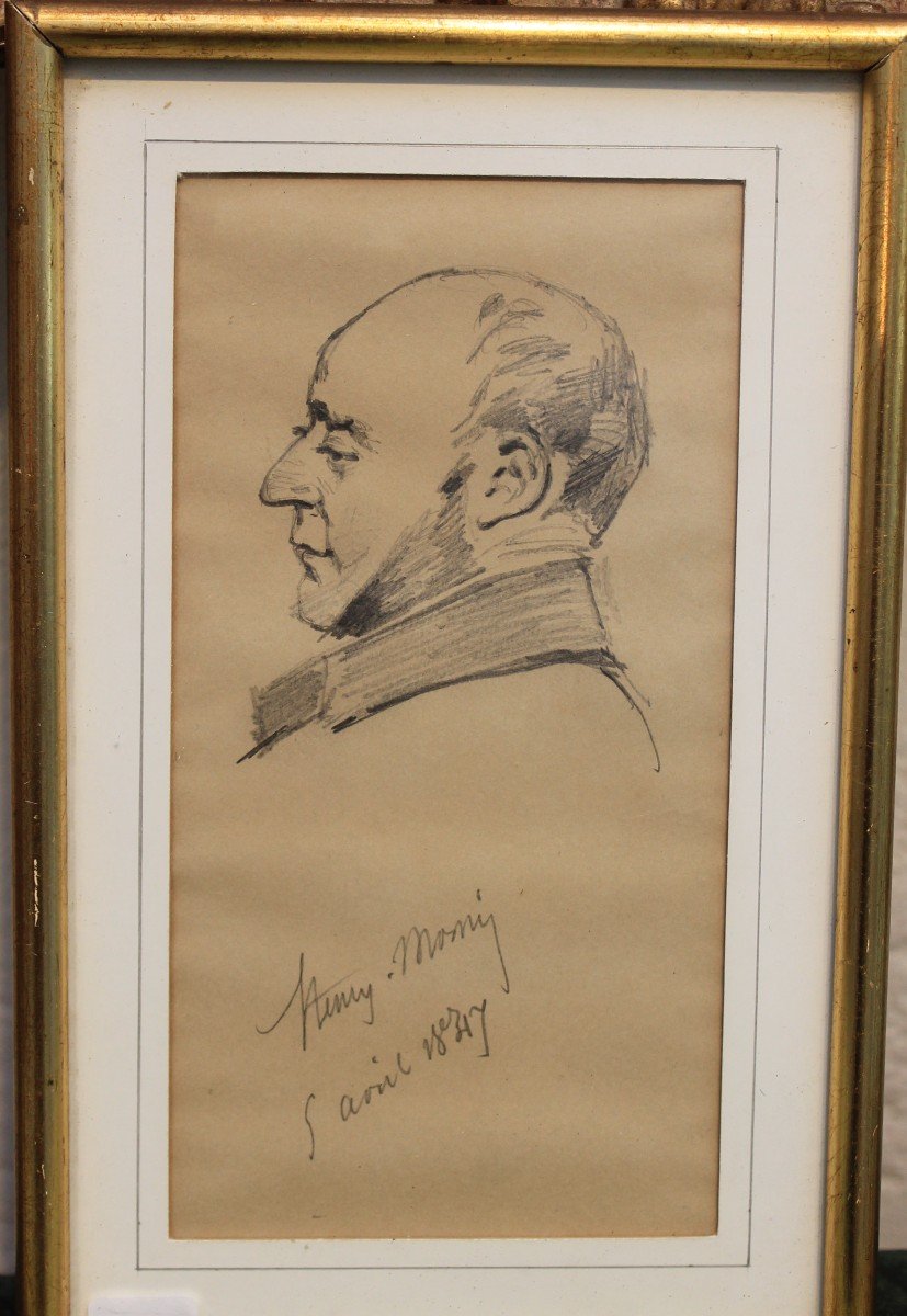 "profil d'Homme" Dessin d'Henry Monnier 1847