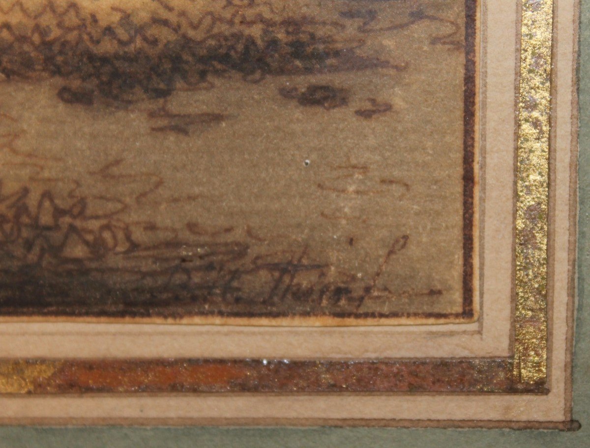 Drawing XVIII S "pastoral Scene" By Bernhard Heinrich Thier.-photo-3