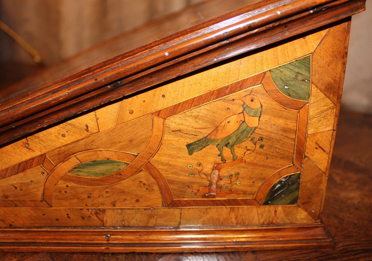 Late 17th Century Writing Case In Fruitwood Marquetry. Alsace Or Rhine Valley. -photo-3